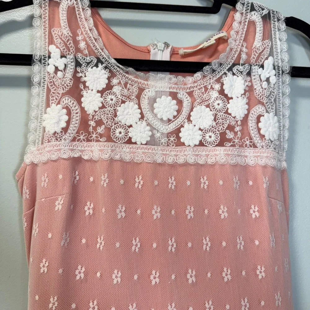 Altar's State Pink White Lace Sleeveless‎ Zipper Dress Medium Soft Girl Cottage